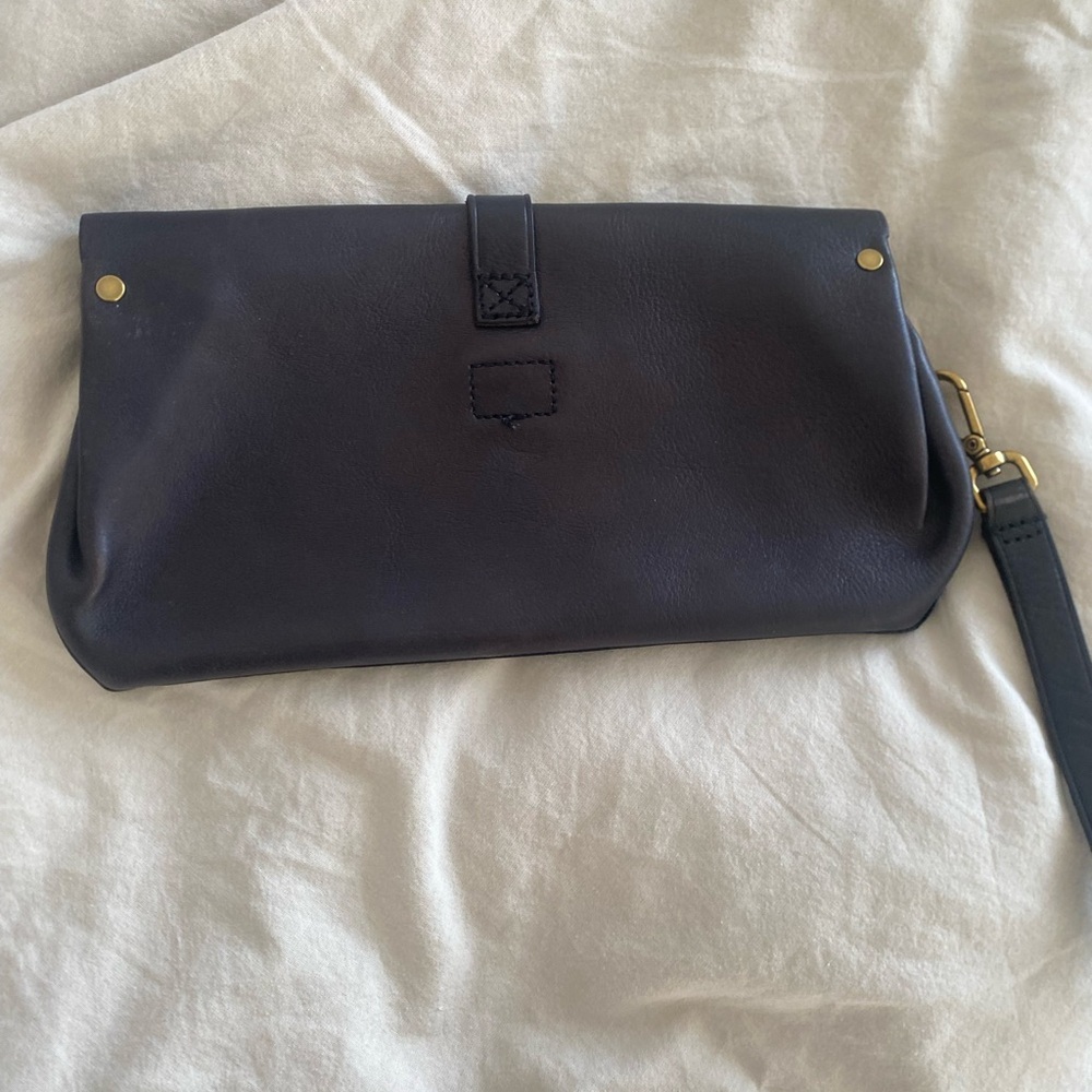Vintage‎ 1937 Accessories Black Leather Clutch Wristlet - Picture 4 of 8